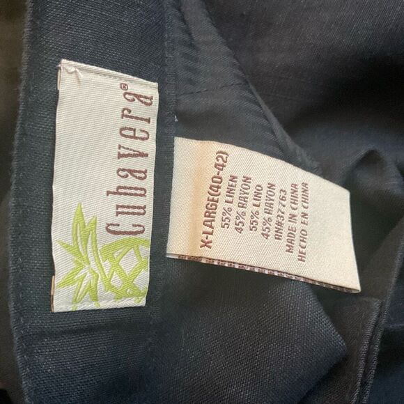 CUBAVERA MEN’S LINEN-BLEND CORE DRAWSTRING PANTS JET BLACK size XL(40-42) - Picture 12 of 14